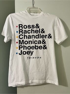 FRIENDS White Short Sleeve Tee with Character Names and Dot Accents 💯 Cotton